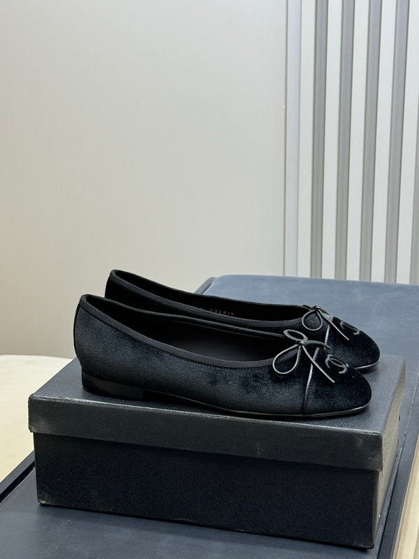 CC 26ss Ballerines Velours Noir 623153