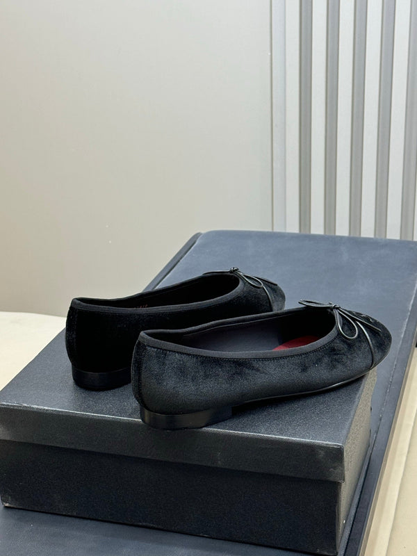 CC 26ss Ballerines Velours Noir 623153