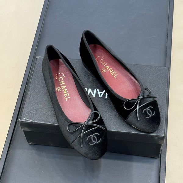 CC 26ss Ballerines Velours Noir 623153