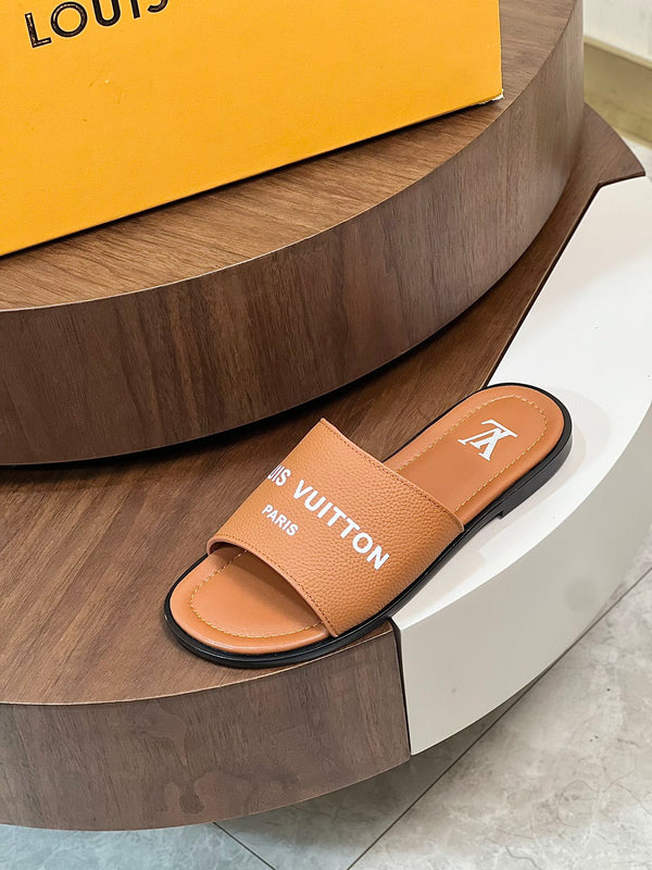 LV MULE IN CARROT ORANGE CALFSKIN