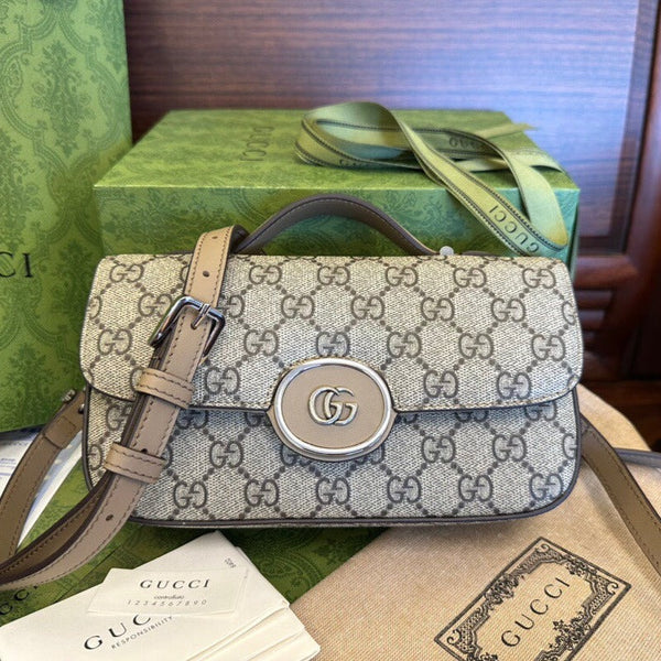 BORSA A SPALLA CLASSICA GG MINI 21 IN TELA BEIGE