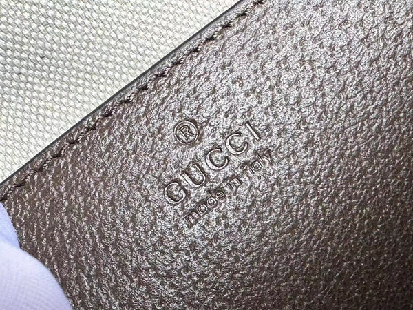 BORSA PICCOLA CON MANICO SUPERIORE OPHIDIA 31 IN TELA BEIGE E PELLE DI VITELLO MARRONE