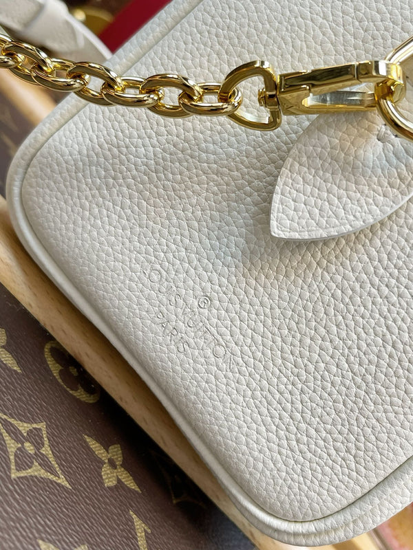 LV Speedy Bandoulière 20 Bianco Blu Monogram Empreinte Pelle