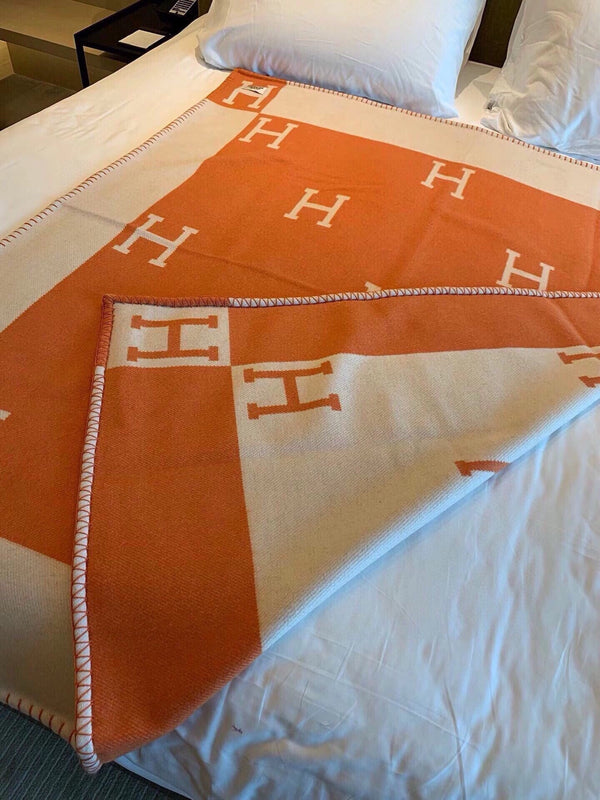HM Blanket Orange Beige Wool Cashmere