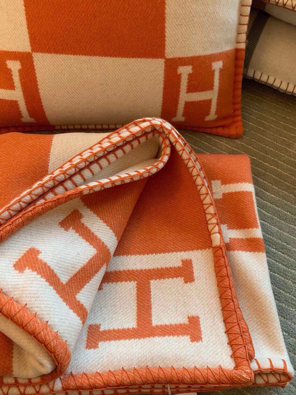 HM Blanket Orange Beige Wool Cashmere