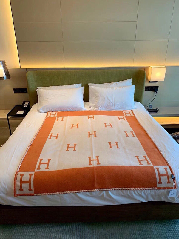 HM Blanket Orange Beige Wool Cashmere