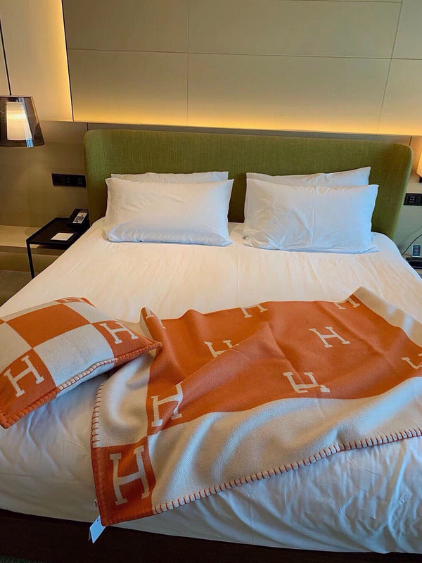 HM Blanket Orange Beige Wool Cashmere