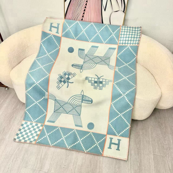 HM Couverture Avalon Bleu Nuage Mélange Crème Cachemire Laine 875780