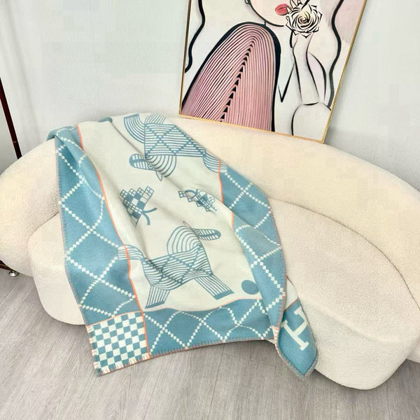 HM Couverture Avalon Bleu Nuage Mélange Crème Cachemire Laine 875780