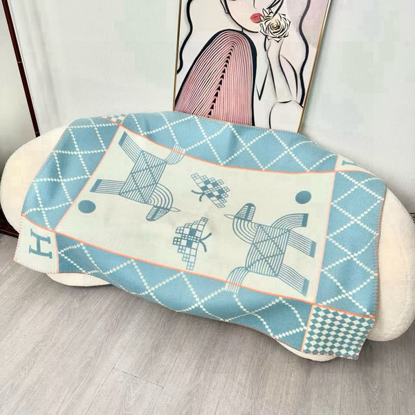 HM Couverture Avalon Bleu Nuage Mélange Crème Cachemire Laine 875780