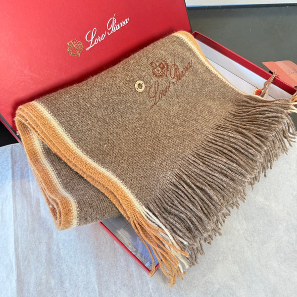 Loro Piana Long Scarf Dark Brown Cashmere 150406
