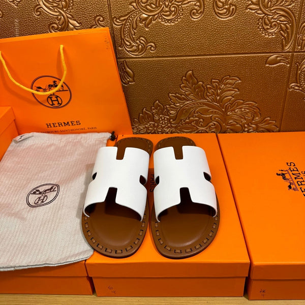 HM Men's Izmir Slide Bianco Pelle di vacchetta 544059