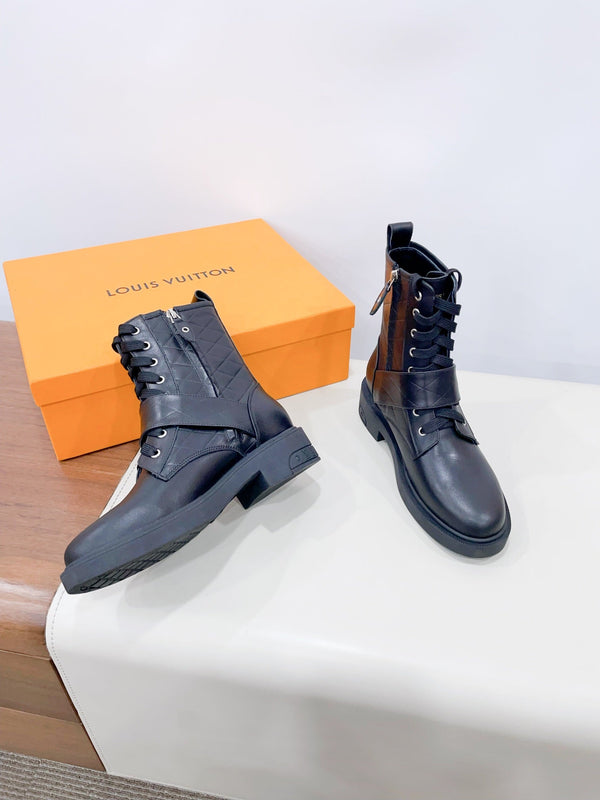 Stivaletto LV Westside in pelle di vitello nera liscia