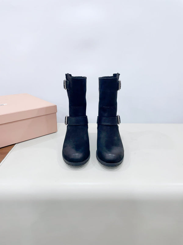 Miu Short Boots Black Calfskin