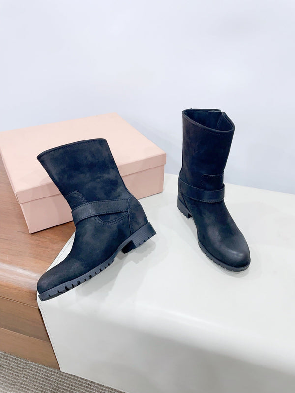 Miu Short Boots Black Calfskin