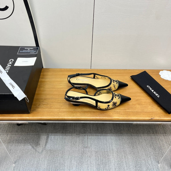 slingbacks 45 beige black pcv and calfskin