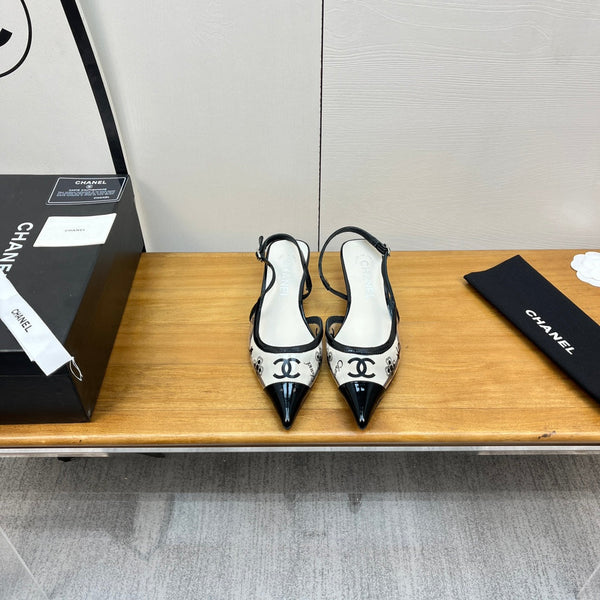 slingbacks 45 white black pcv and calfskin
