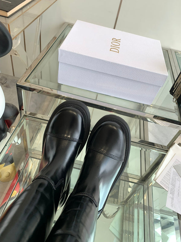 CD Diorebel Boot Glossy Black Calfskin