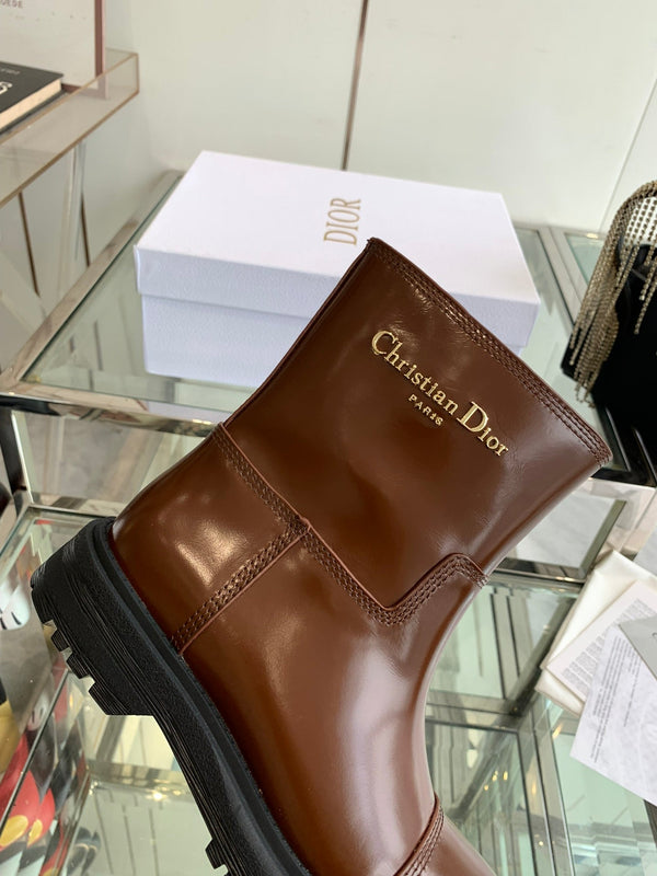 CD Ankle Boot Glossy Brown Calfskin