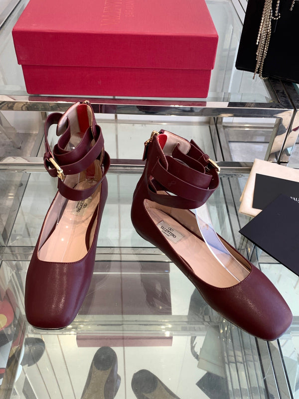 VT 25 Ballerina Ballet Gladiator Flats Ruby Red Cowhide 292360