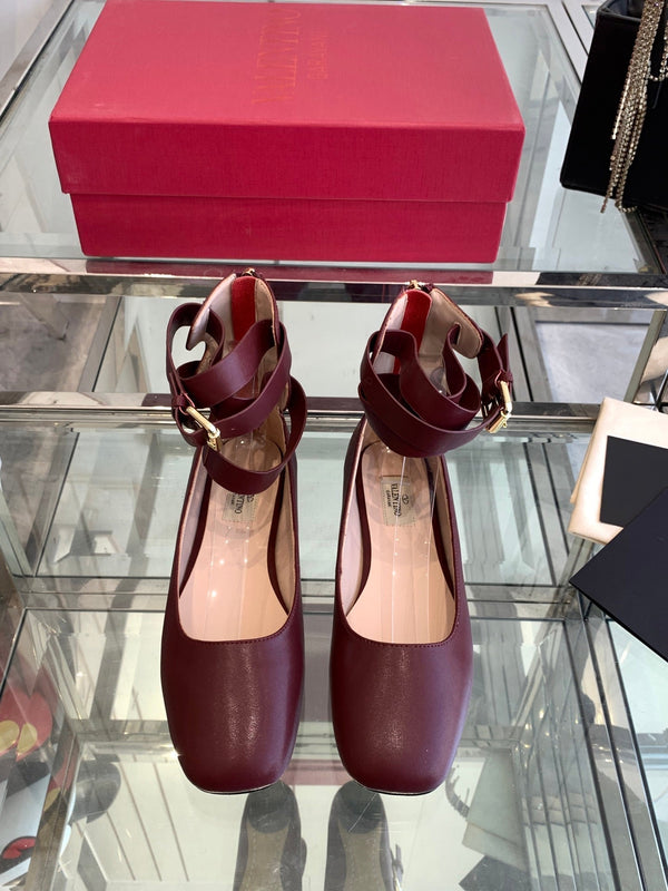 VT 25 Ballerina Ballet Gladiator Flats Ruby Red Cowhide 292360