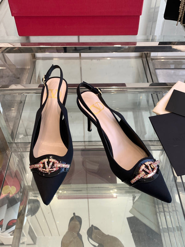 VT 25 High Heels Slingbacks Black Cowhide 292350