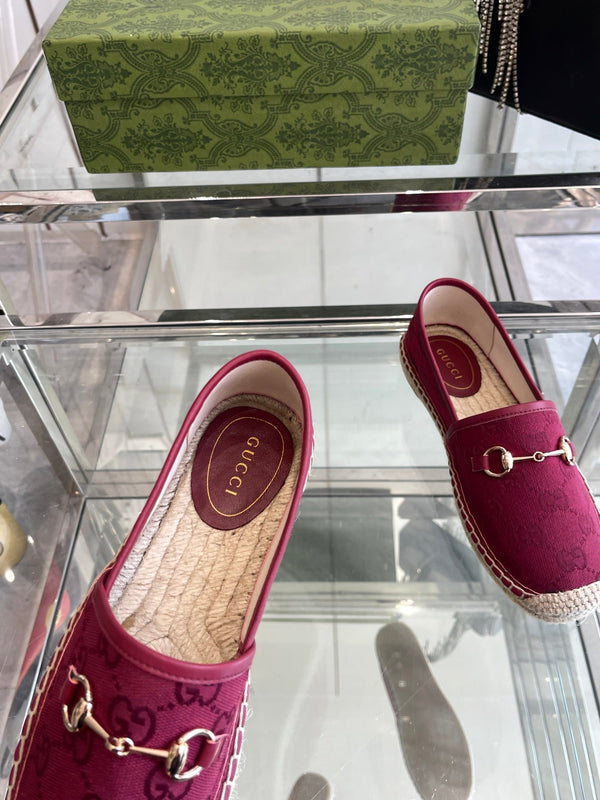 GC 2025 Espadrille With Horsebit Red Burgundy Canvas 292314