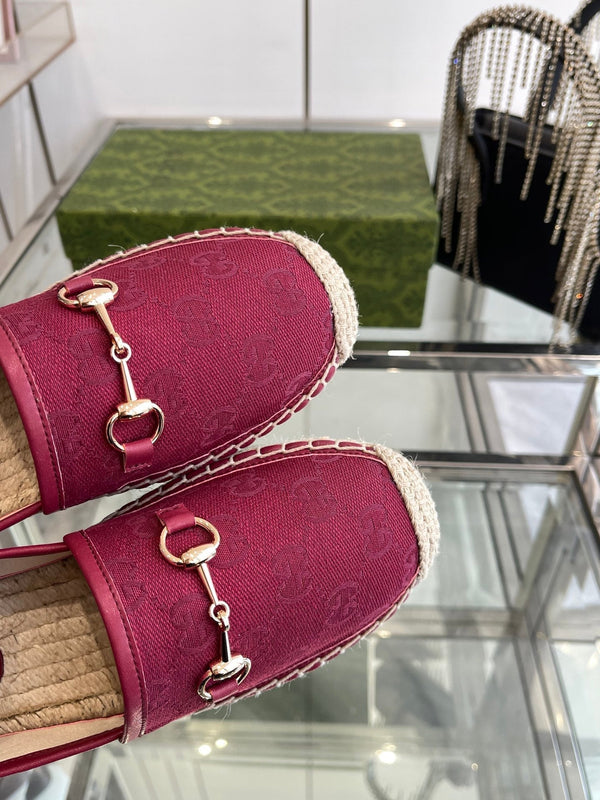 GC 2025 Espadrille With Horsebit Red Burgundy Canvas 292314