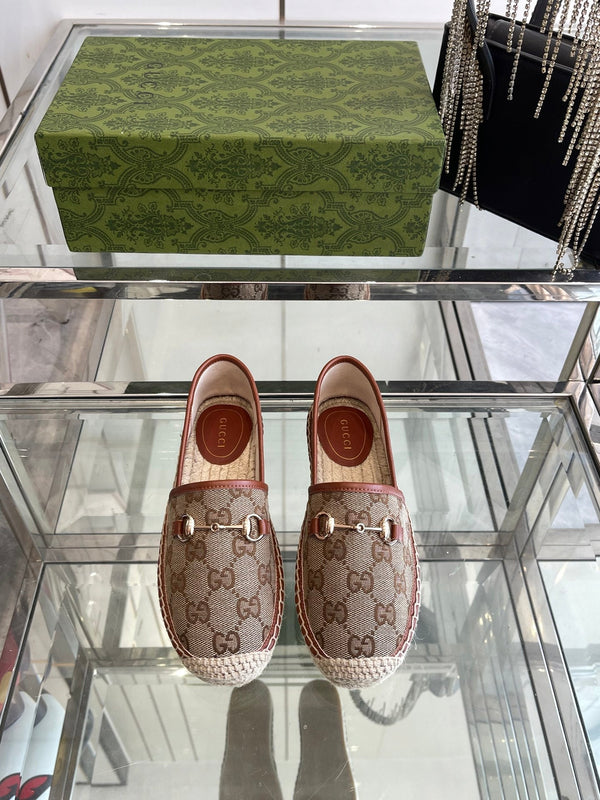 GC 2025 Espadrille With Horsebit Beige and Dark Brown Canvas 292317