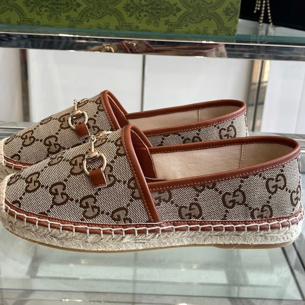 GC 2025 Espadrille With Horsebit Beige and Dark Brown Canvas 292317