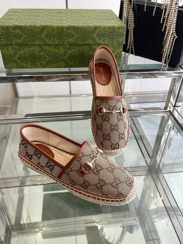 GC 2025 Espadrille With Horsebit Beige and Dark Brown Canvas 292317