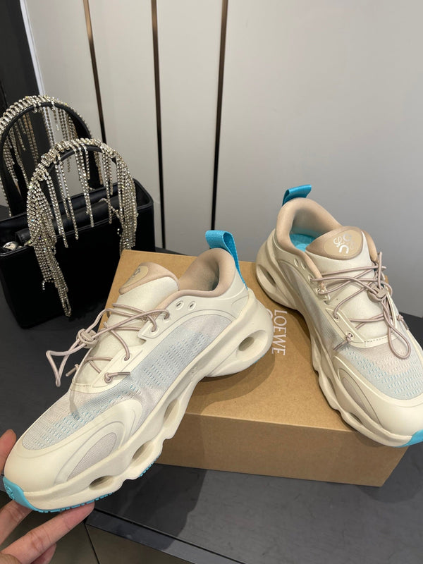 Loewe x On Cloudsolo Sneakers Cream and Light Blue Polyester and Mesh 533481