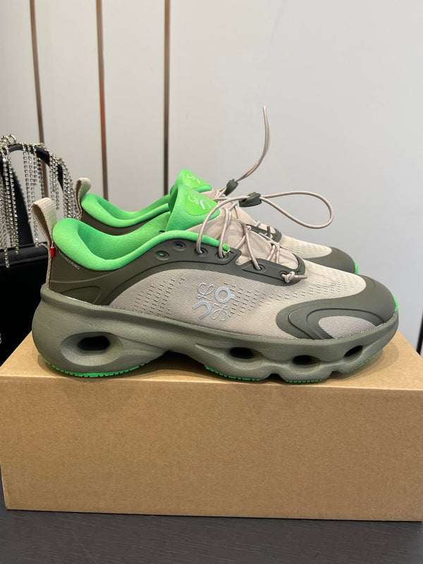 Loewe x On Cloudsolo Sneakers Khaki Green and Beige  Polyester and Mesh 533484