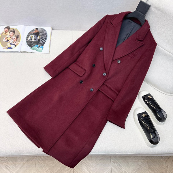 Miu Miu Long Suit Jacket Burgundy Polyester Wool