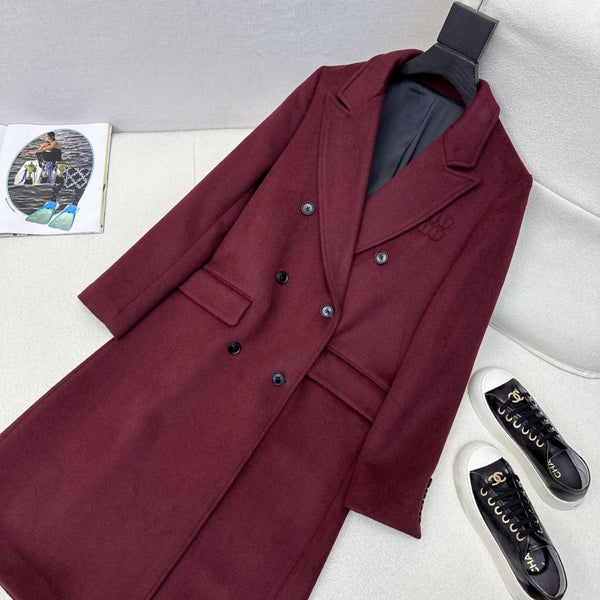 Miu Miu Long Suit Jacket Burgundy Polyester Wool