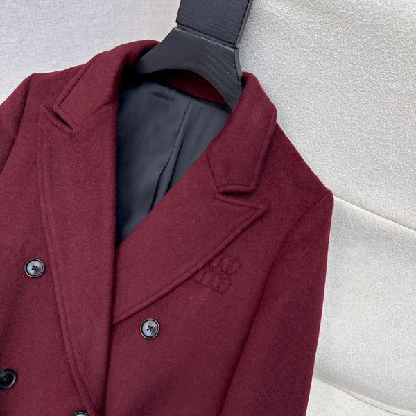 Miu Miu Long Suit Jacket Burgundy Polyester Wool