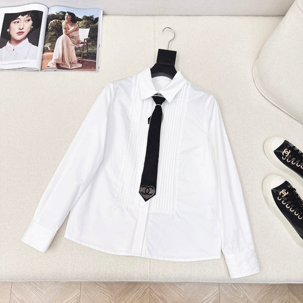 CC 25 Camicia Cravatta Cotone Bianco