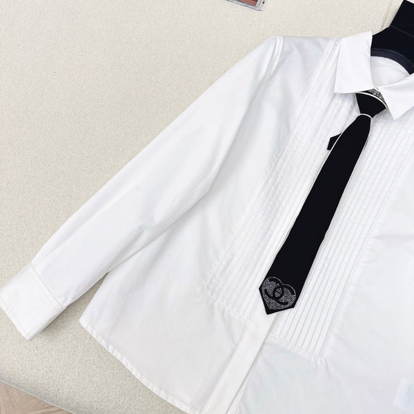 CC 25 Camicia Cravatta Cotone Bianco