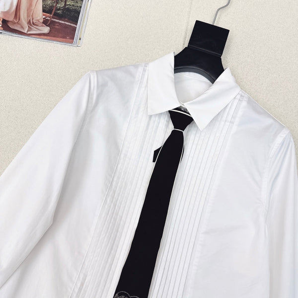 CC 25 Camicia Cravatta Cotone Bianco