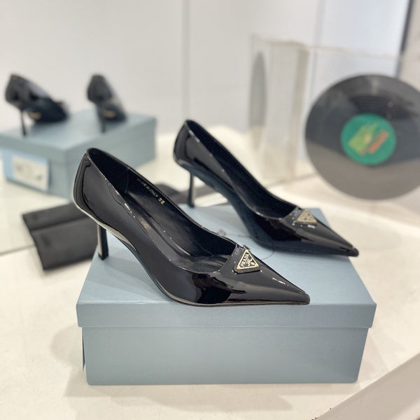 Pra Pumps 75 Pelle Verniciata Nera