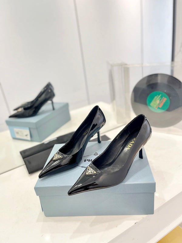 Pra Pumps 75 Pelle Verniciata Nera