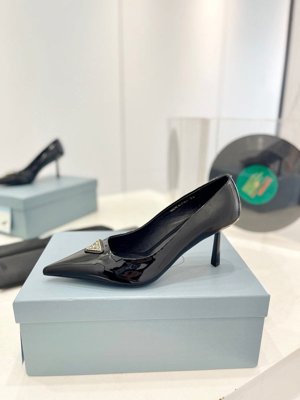 Pra Pumps 75 Pelle Verniciata Nera