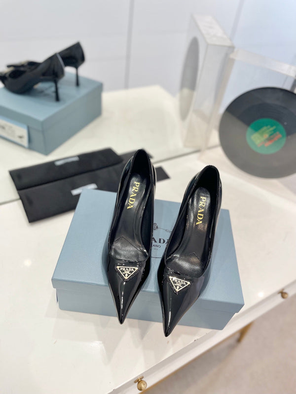 Pra Pumps 75 Pelle Verniciata Nera