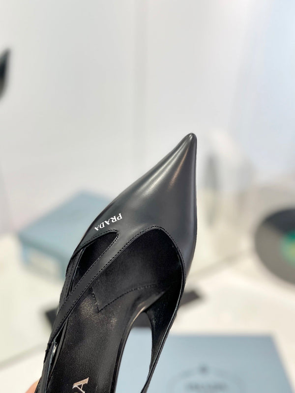 Pra Pumps 50 Square Sole Pelle Verniciata Nera