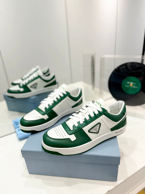 SNEAKERS PRA DOWNTOWN NAPPA IN VITELLO BIANCO E VERDE