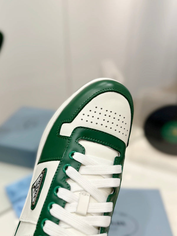 SNEAKERS PRA DOWNTOWN NAPPA IN VITELLO BIANCO E VERDE