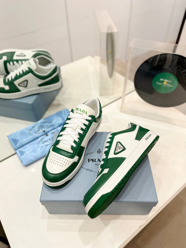 SNEAKERS PRA DOWNTOWN NAPPA IN VITELLO BIANCO E VERDE
