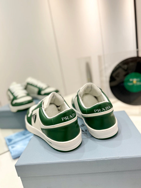 SNEAKERS PRA DOWNTOWN NAPPA IN VITELLO BIANCO E VERDE