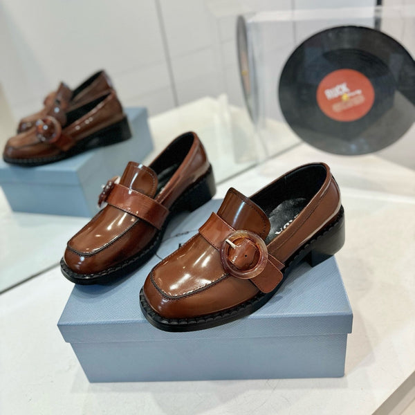 Prad 26s Heeled Loafers Brown Brushed Leather 941518