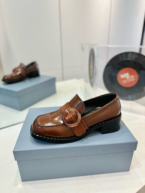 Prad 26s Heeled Loafers Brown Brushed Leather 941518